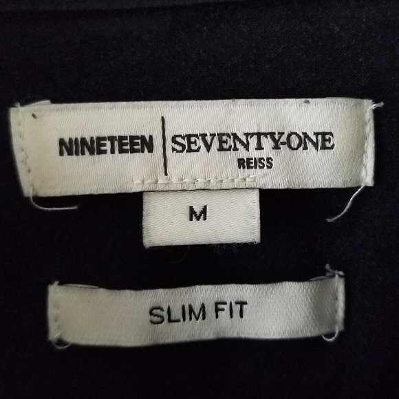 Reiss Navy Blue Paintstroke Slim Fit Shirt - Picture 4 of 4